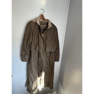 Women's Brown Fleet street Long Raincoat With Removable Lining Size M